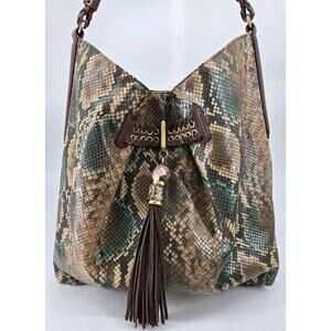 Rafe New York Leather Snake Animal Print Contemporary Hobo Shoulder Bag Purse